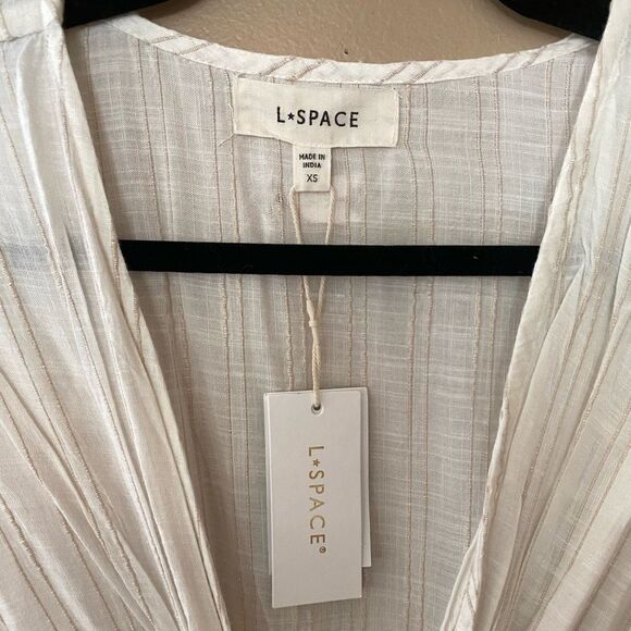 LSPACE Down The Line Cover Up in Cream sheer knot front beach swimwear Revolve - Picture 9 of 14